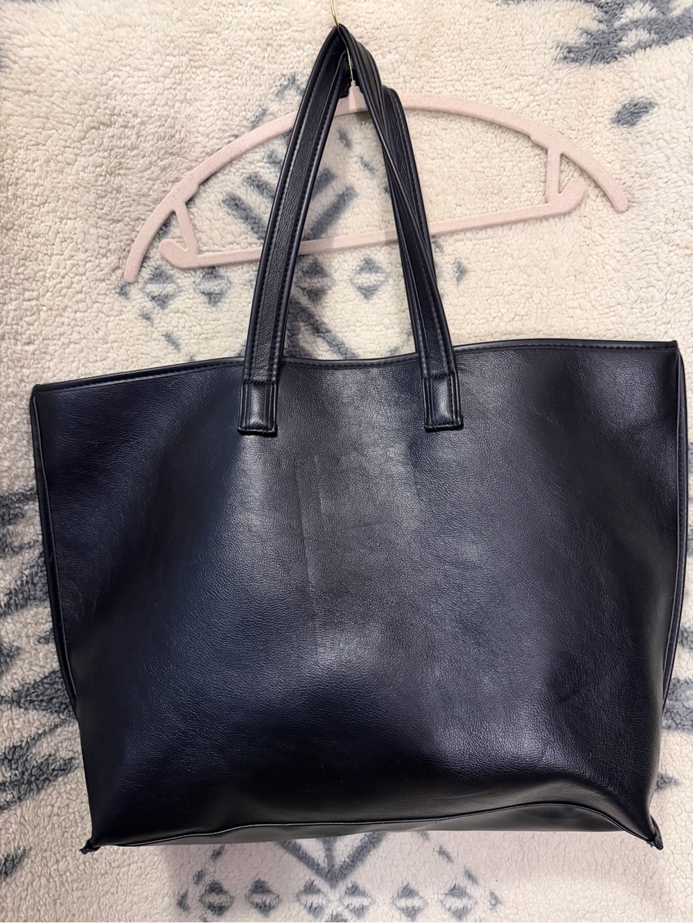 BCBG Classic Black Leather Tote Bag